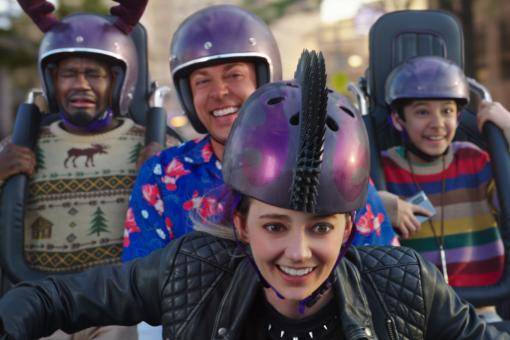 V.l.n.r.: Lil Rel Howery (Moose), Zachary Levi (Harold), Benjamin Bottani (Mel) und Tanya Reynolds (Porcupine) in Sony Pictures‘ HAROLD UND DIE ZAUBERKREIDE ©2024 CTMG. All Rights Reserved.
