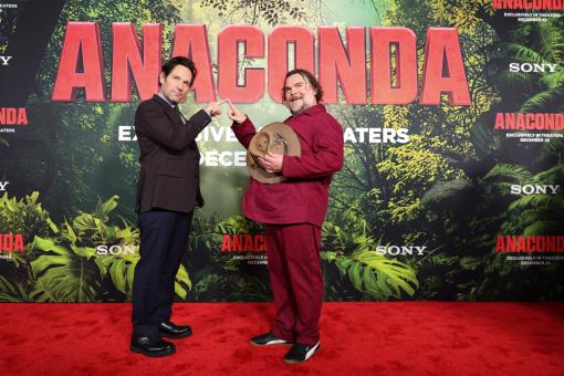 LOS ANGELES, KALIFORNIEN – 13. DEZEMBER: Paul Rudd und Jack Black bei der Weltpremiere von Sony Pictures' ANACONDA im United Theater on Broadway am 13. Dezember 2025 in Los Angeles, Kalifornien. (Foto: JC Olivera/Sony Pictures via Getty Images) 2025 JC Olivera